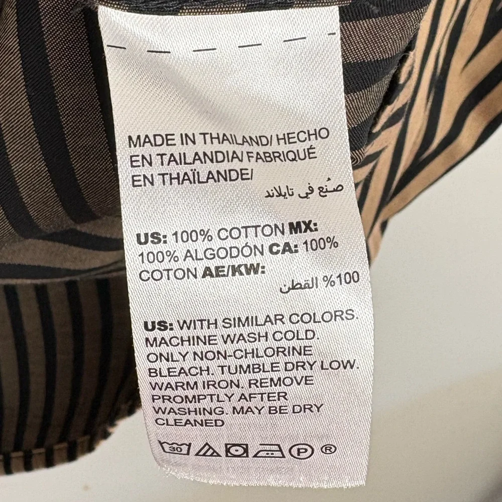 Chico's Black and Tan Striped Button Down size 16/18 (3) 100% Cotton office EUC - Picture 4 of 11